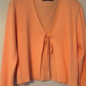 Tie Up Ribbed Salmon Pink Cardigan
Size Small

Worn once
